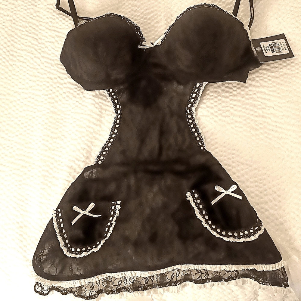 Sexy apron baby doll lingerie with real pockets!